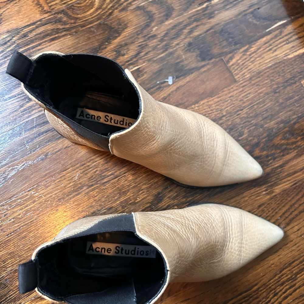 Acne Tan Ankle Booties with Sleek Modern Silhouette